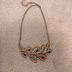 Gold multi colored stoned necklace